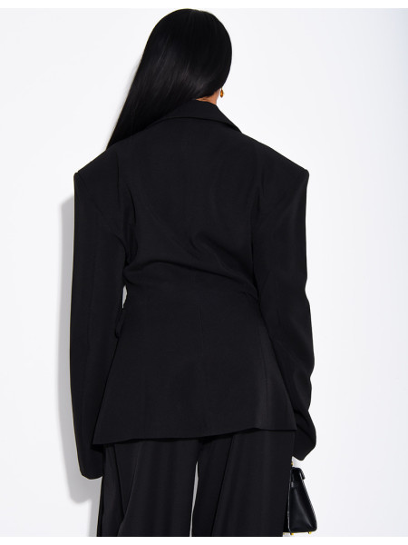 Veste de blazer épaules structurées et cintrée à la taille