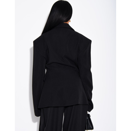 Veste de blazer épaules structurées et cintrée à la taille