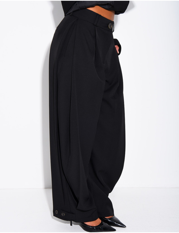 Flared suit trousers with buttons at the ankles