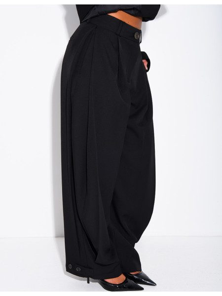 Flared suit trousers with buttons at the ankles