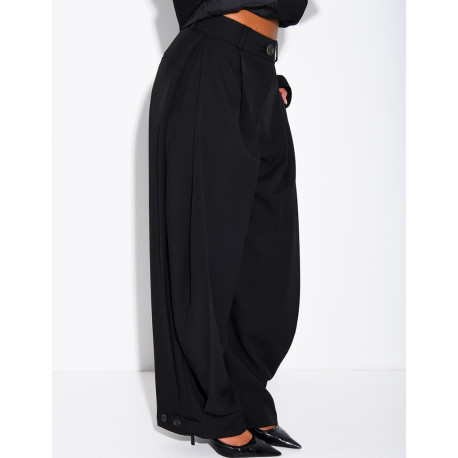 Flared suit trousers with buttons at the ankles