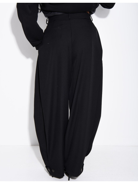 Flared suit trousers with buttons at the ankles