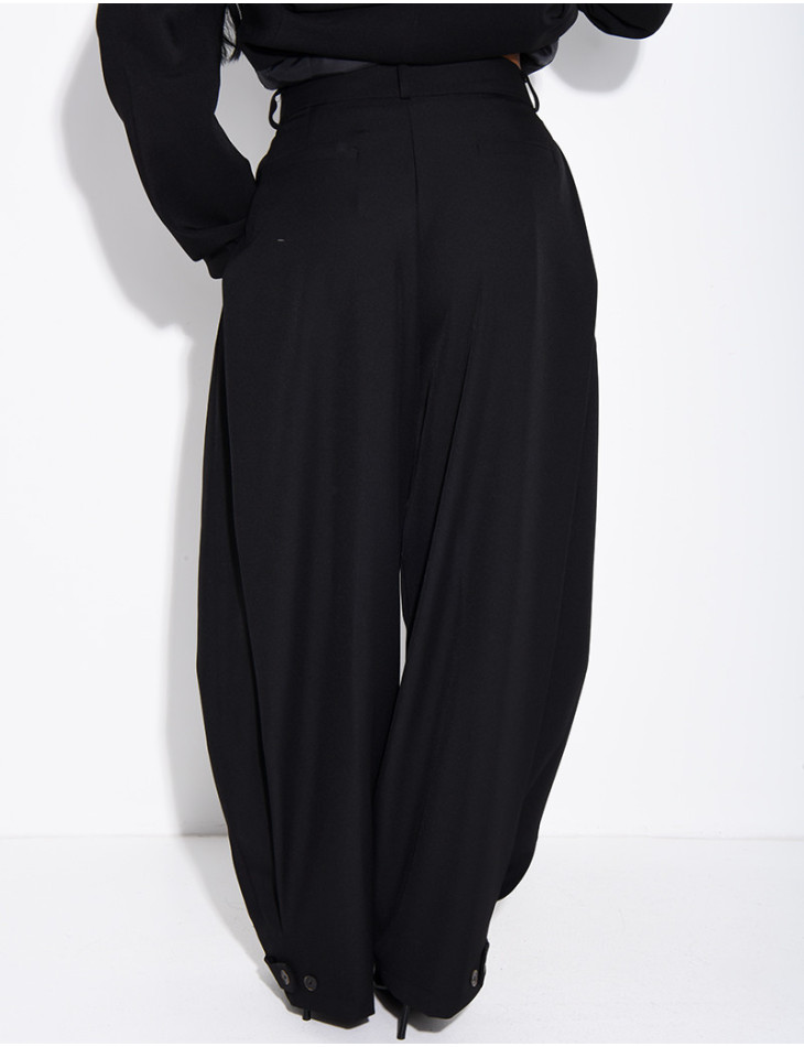 Flared suit trousers with buttons at the ankles