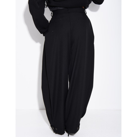 Flared suit trousers with buttons at the ankles