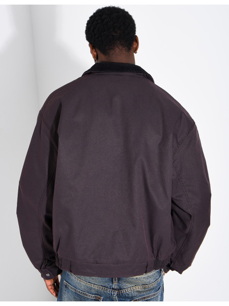 Veste imperméable matelassé à col rabattu en velours