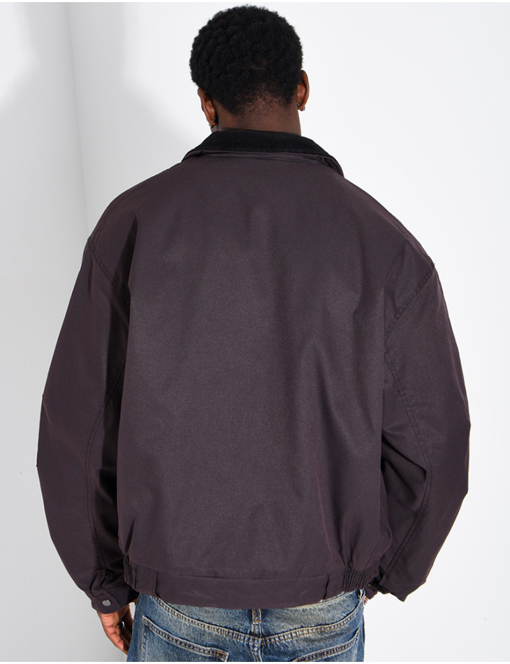 Veste imperméable matelassé à col rabattu en velours