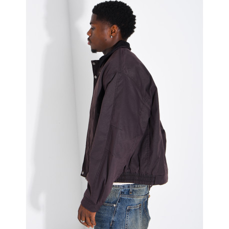 Veste imperméable matelassé à col rabattu en velours
