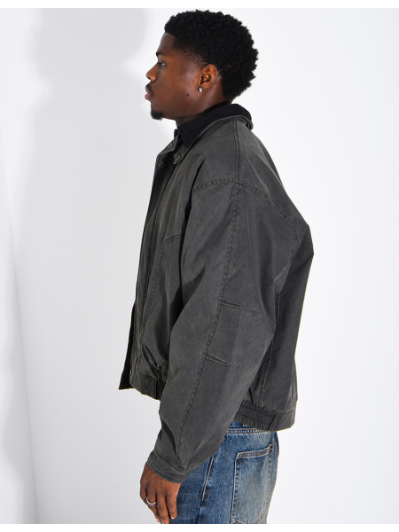 Veste imperméable matelassé à col rabattu en velours
