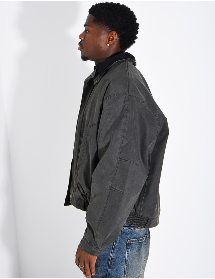 Veste imperméable matelassé à col rabattu en velours