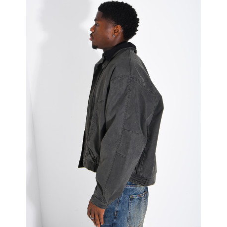Veste imperméable matelassé à col rabattu en velours