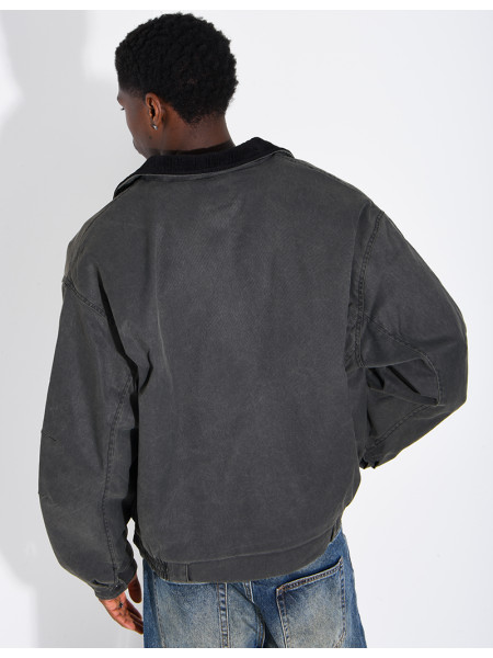 Veste imperméable matelassé à col rabattu en velours