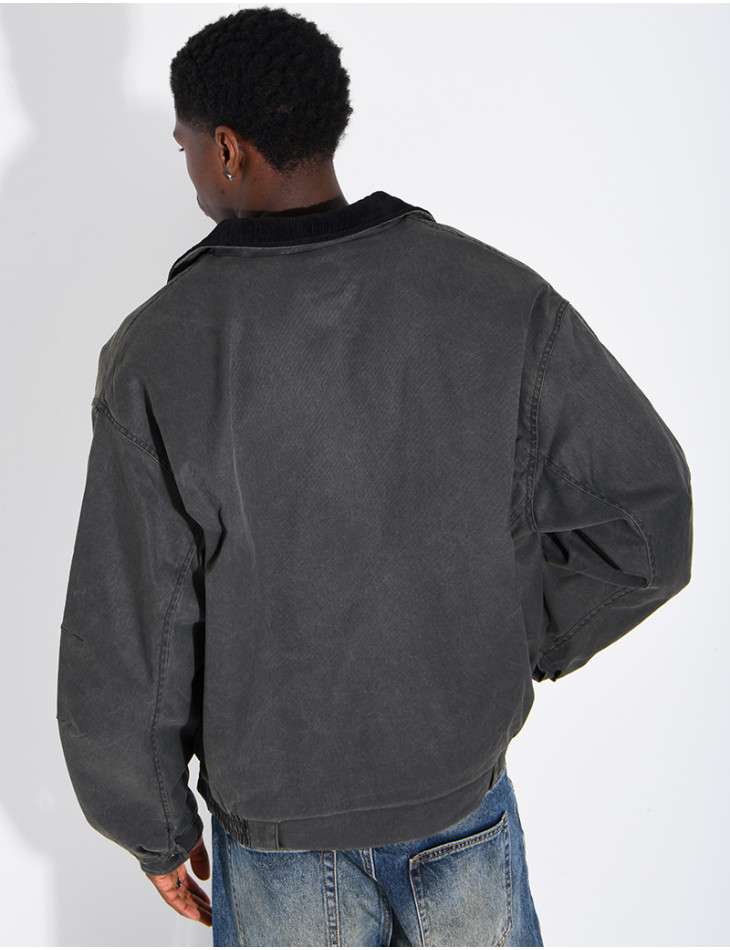 Veste imperméable matelassé à col rabattu en velours