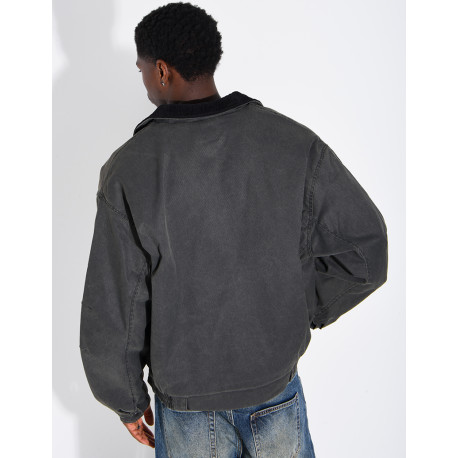 Veste imperméable matelassé à col rabattu en velours