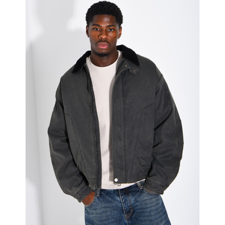 Veste imperméable matelassé à col rabattu en velours