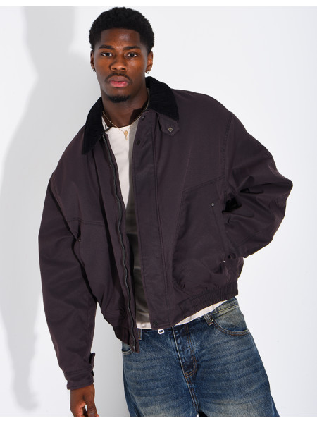 Veste imperméable matelassé à col rabattu en velours