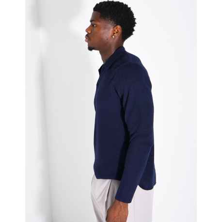 Soft-knit sweater with a polo collar