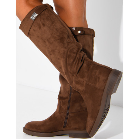 Bottes hautes effet daim à détail boucle