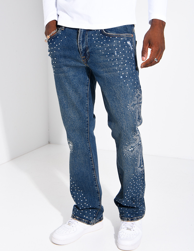 Jeans homme à strass