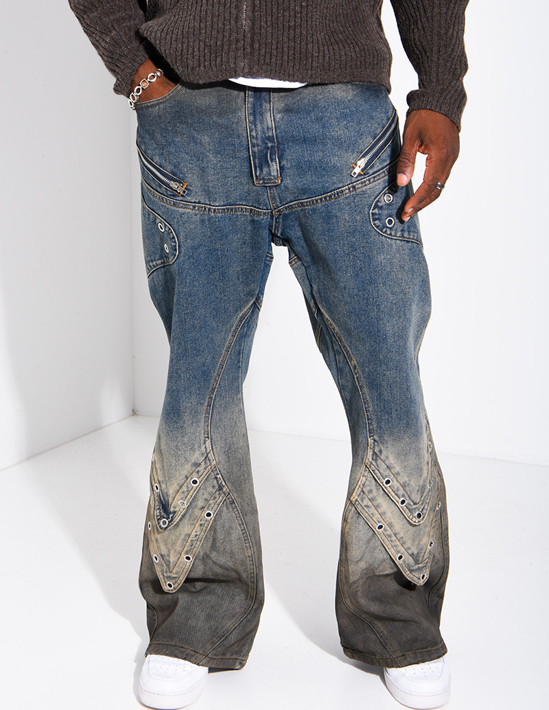 Jeans effet délavé à...