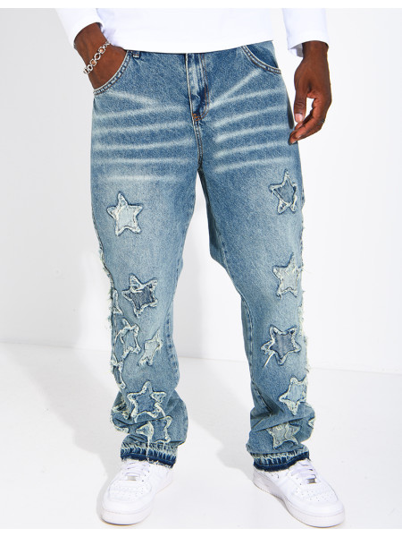 Men's regular-fit jeans with embroidered stars