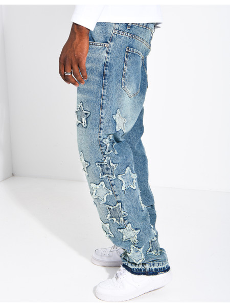 Men's regular-fit jeans with embroidered stars