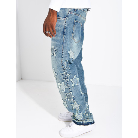 Men's regular-fit jeans with embroidered stars