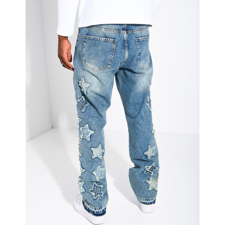 Men's regular-fit jeans with embroidered stars