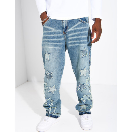 Men's regular-fit jeans with embroidered stars