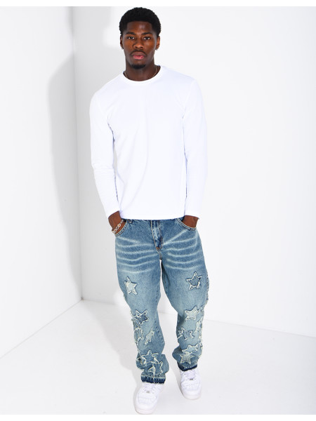 Men's regular-fit jeans with embroidered stars