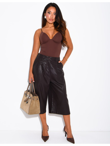 Lange Bermudashorts aus Kunstleder