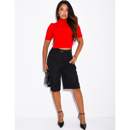 Bermudashorts mit Falten und Bund