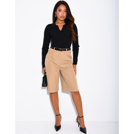Bermudashorts mit Falten und Bund