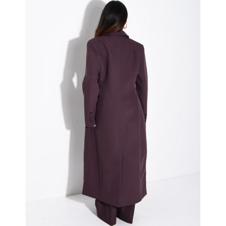 Manteau style blazer très long cintré à la taille