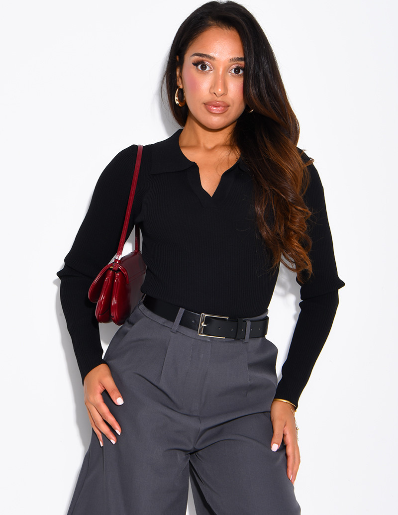 Ribbed knit bodysuit with a...