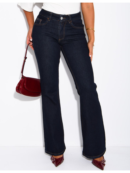 Faded flared jeans with flap pockets