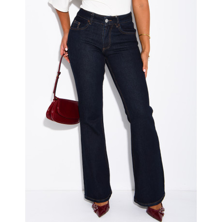 Faded flared jeans with flap pockets