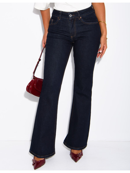 Faded flared jeans with flap pockets