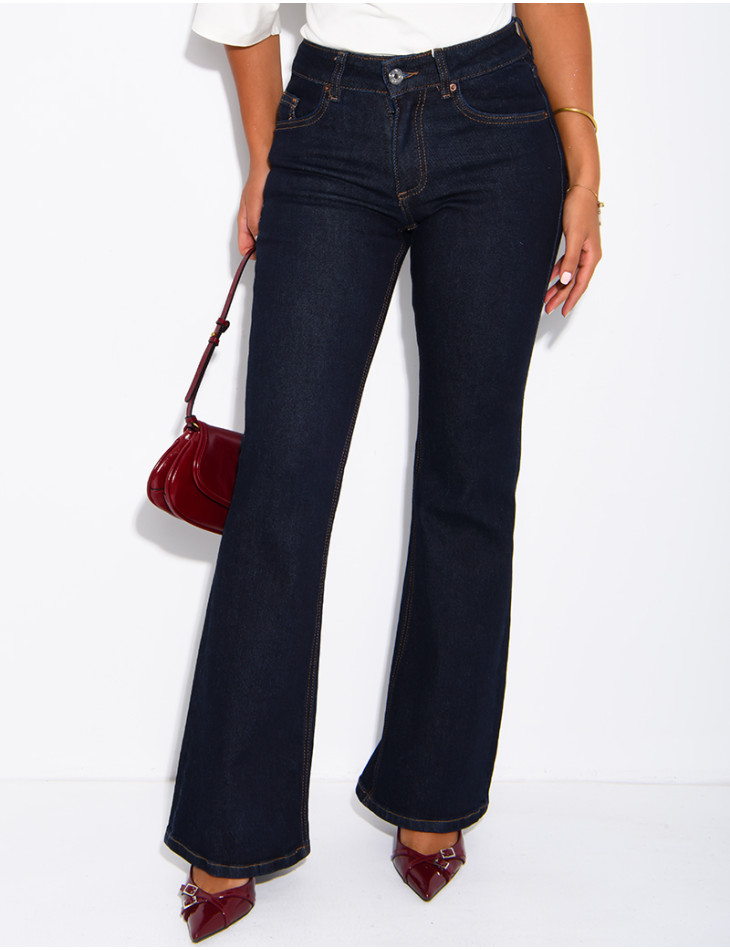 Faded flared jeans with flap pockets