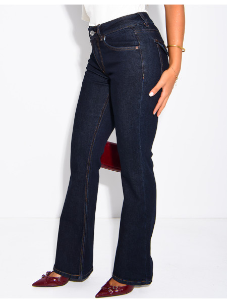 Faded flared jeans with flap pockets
