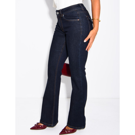 Faded flared jeans with flap pockets
