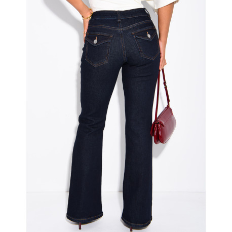 Faded flared jeans with flap pockets