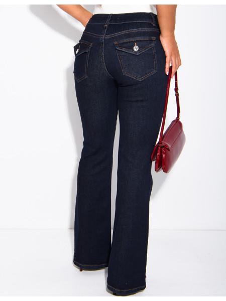 Faded flared jeans with flap pockets
