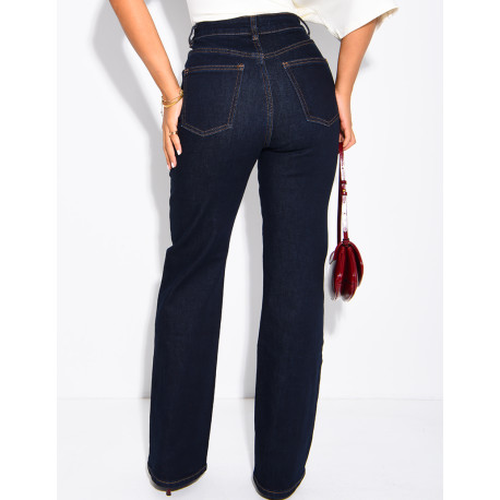 Gerade geschnittene Stretchjeans mit gekreuzter Knopfleiste