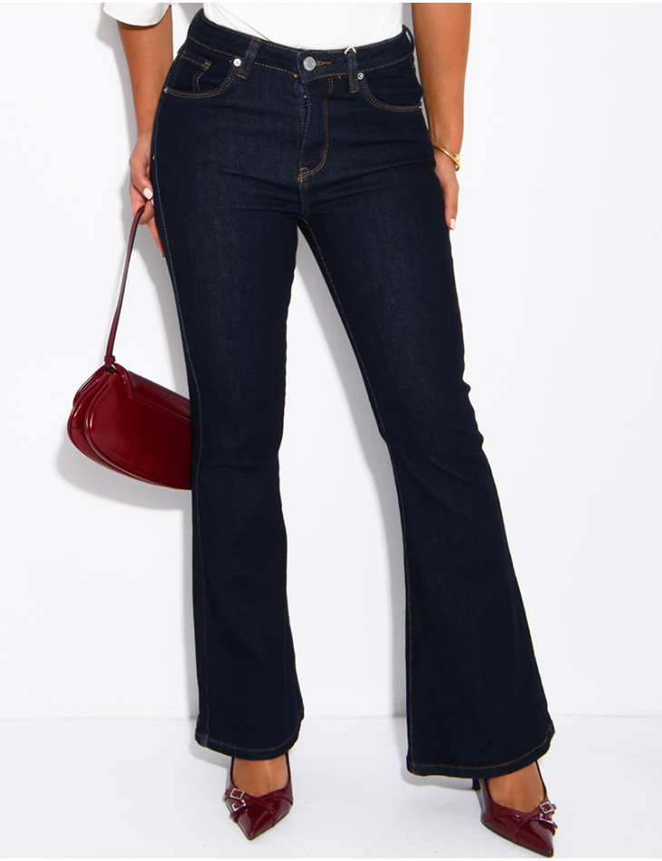Jeans im Flare-Schnitt in Raw-Denim-Optik