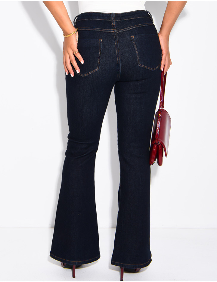 Jeans im Flare-Schnitt in Raw-Denim-Optik