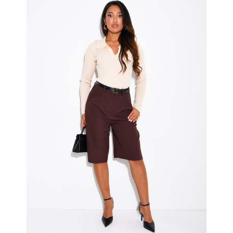 Bermudashorts mit Falten und Bund