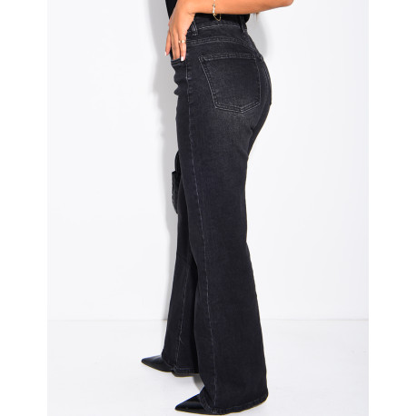 Gerade geschnittene Jeans in schwarz, stretchig