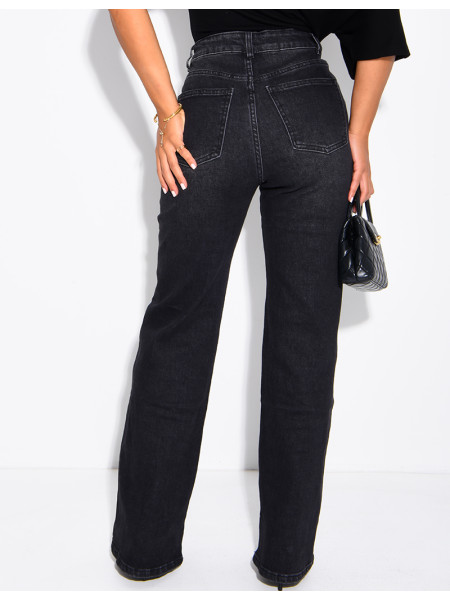 Gerade geschnittene Jeans in schwarz, stretchig