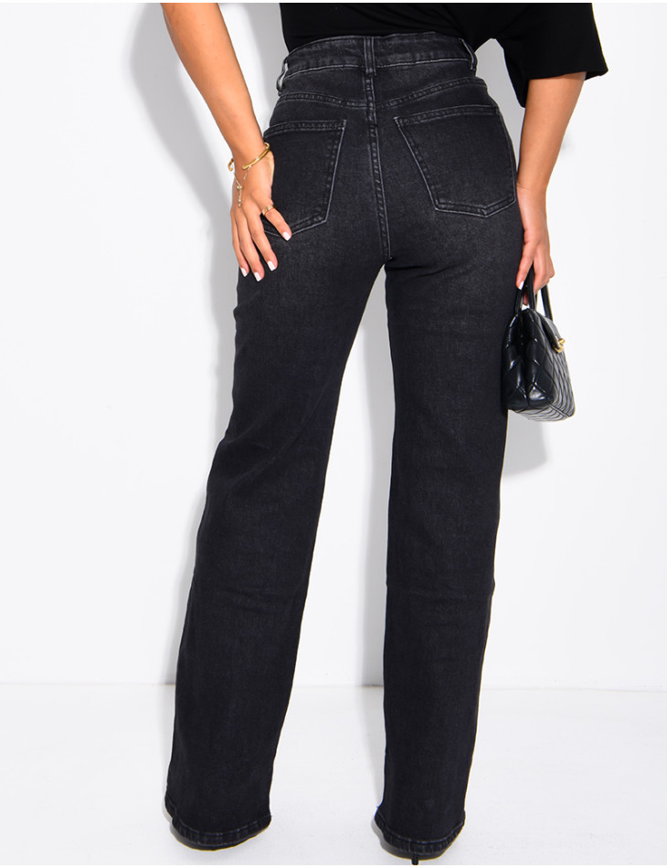 Gerade geschnittene Jeans in schwarz, stretchig