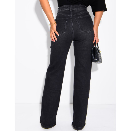 Gerade geschnittene Jeans in schwarz, stretchig